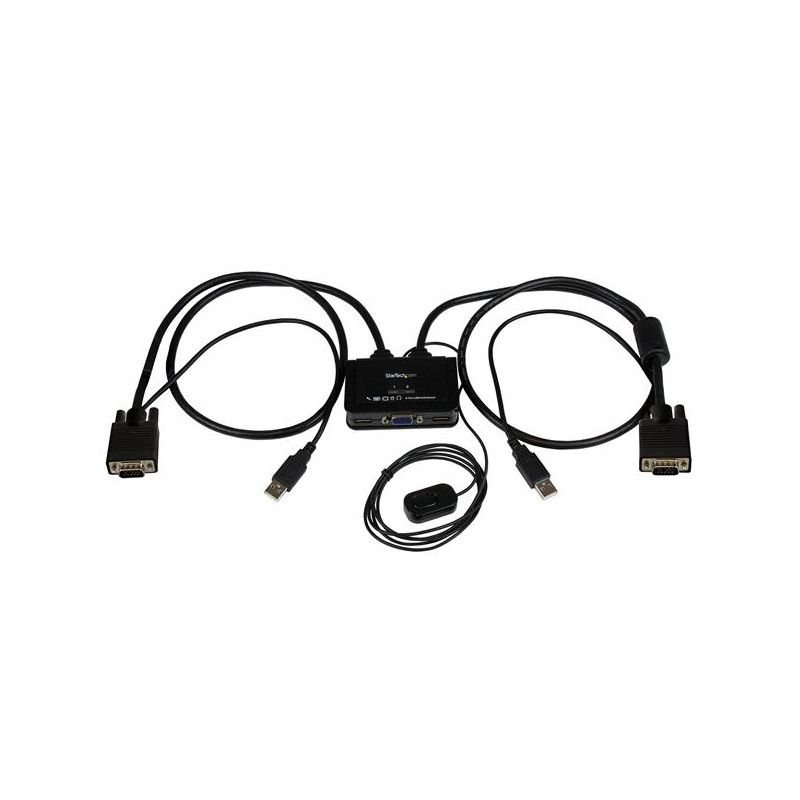 SWITCH CONMUTADOR KVM DE CABLE CON 2 PUERTOS VGA USB ALIMENTADO POR USB CON INTERRUPTOR REMOTO