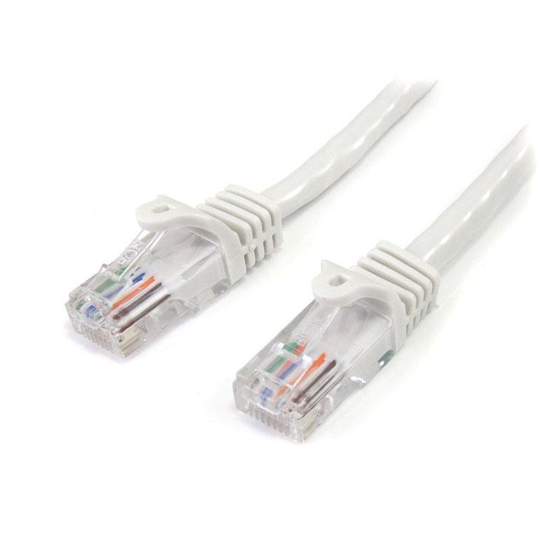 CABLE DE 2M BLANCO DE RED FAST ETHERNET CAT5E RJ45 SIN ENGANCHE - CABLE PATCH SNAGLESS