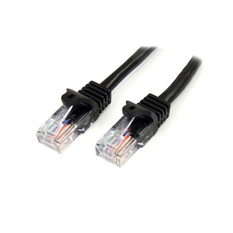 CABLE DE 1M NEGRO DE RED FAST ETHERNET CAT5E RJ45 SIN ENGANCHE - CABLE PATCH SNAGLESS