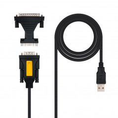 CONVERTIDOR USB A SERIE, TIPO A/M-RS232 DB9/M DB25/M, 1,8 M