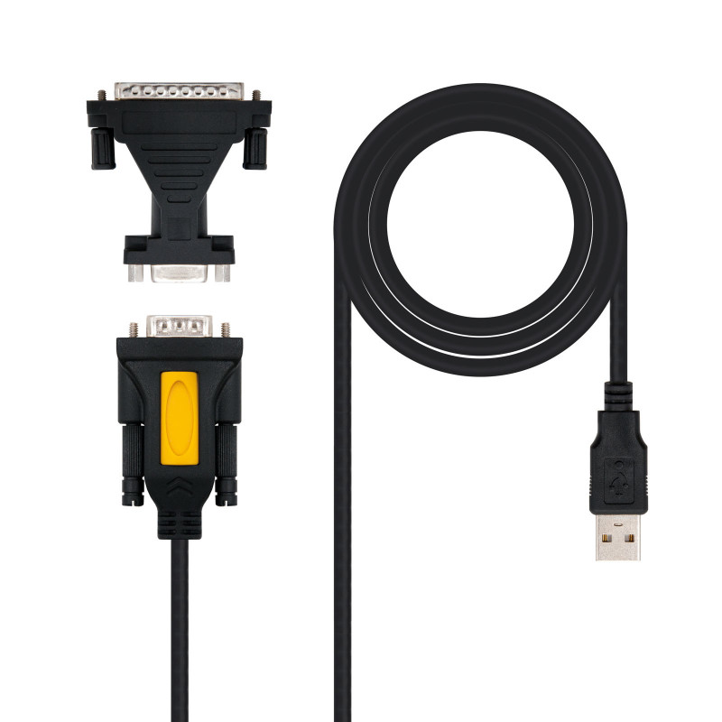 CONVERTIDOR USB A SERIE, TIPO A/M-RS232 DB9/M DB25/M, 1,8 M
