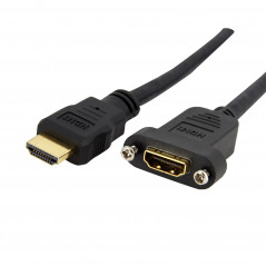 CABLE ADAPTADOR DE 0,9M HDMI HEMBRA A MACHO, CABLE HDMI DE ALTA VELOCIDAD 4K DE MONTAJE EN PANEL, HDMI UHD 4K 30HZ, ANCH