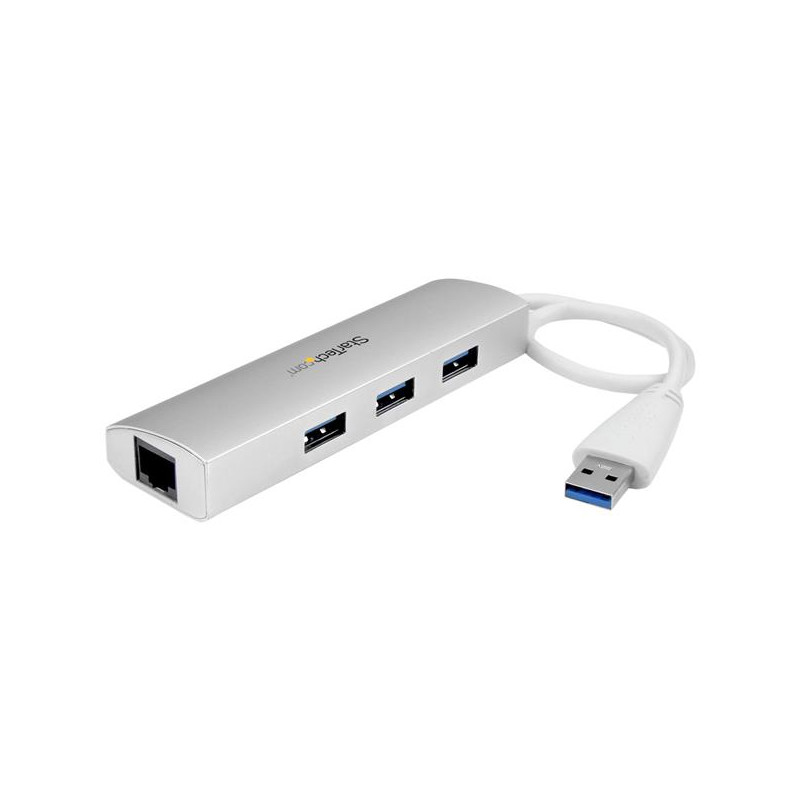 HUB CONCENTRADOR DE 3 PUERTOS USB 3.0 CON ADAPTADOR DE RED ETHERNET GIGABIT