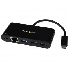 ADAPTADOR MULTIPUERTOS USB-C DE RED ETHERNET CON HUB DE 3 PUERTOS USB 3.0 Y ENTREGA DE POTENCIA