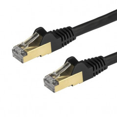 CABLE DE 1M DE RED ETHERNET RJ45 CAT6A BLINDADO STP - CABLE SIN ENGANCHE SNAGLESS - NEGRO