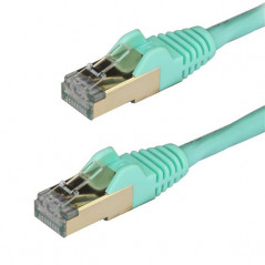 CABLE DE 3M DE RED ETHERNET RJ45 CAT6A BLINDADO STP - CABLE SIN ENGANCHE SNAGLESS - AGUAMARINA