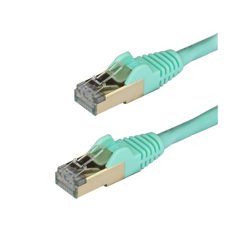 CABLE DE 3M DE RED ETHERNET RJ45 CAT6A BLINDADO STP - CABLE SIN ENGANCHE SNAGLESS - AGUAMARINA