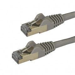 CABLE DE 1M DE RED ETHERNET RJ45 CAT6A BLINDADO STP - CABLE SIN ENGANCHE SNAGLESS - GRIS