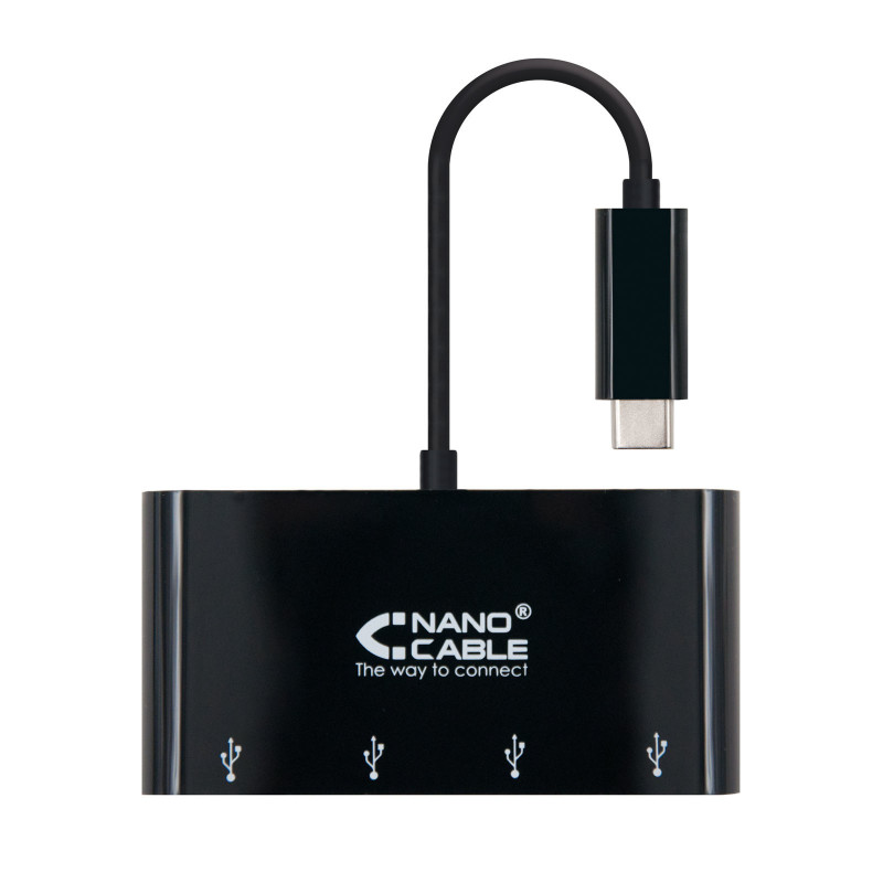 ADAPTADOR USB-C A 4XUSB 3.0. USB-C/M-USB 3.0/H, NEGRO, 10 CM