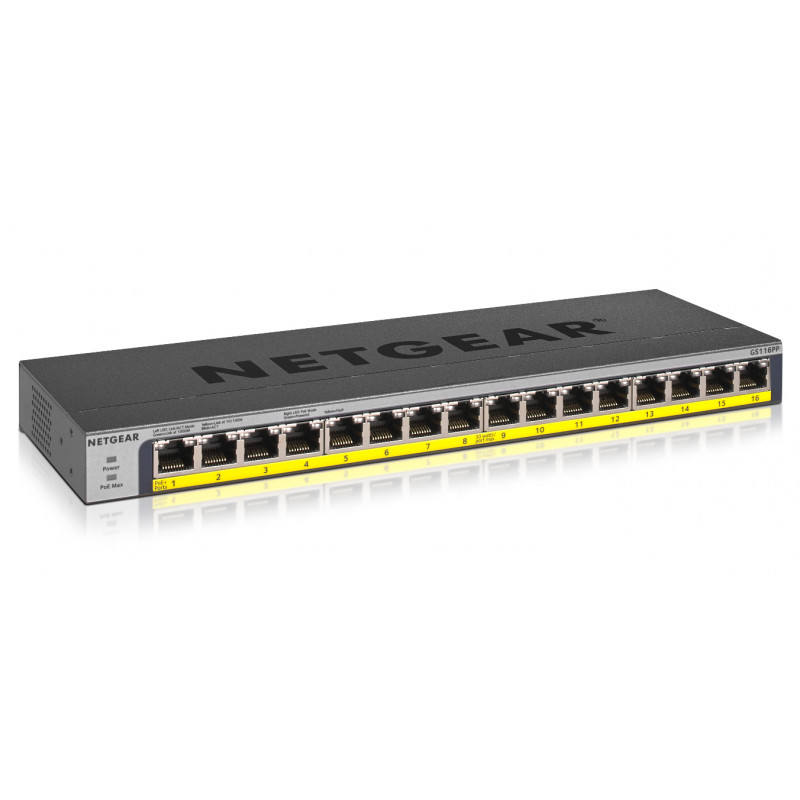 GS116PP NO ADMINISTRADO GIGABIT ETHERNET (10/100/1000) ENERGÍA SOBRE ETHERNET (POE) NEGRO