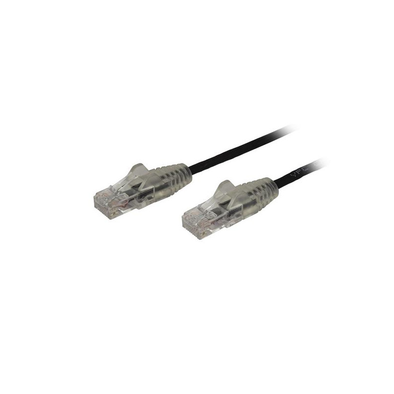 CABLE CAT6 DE 50CM - DELGADO - CON CONECTORES RJ45 SIN ENGANCHES - NEGRO