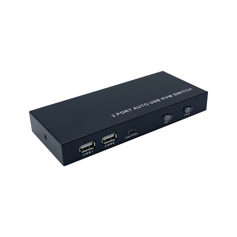 CONMUTADOR KVM HDMI 4K@60HZ USB 1U-2PC CON FUENTE ALIMENTACIÓN, NEGRO