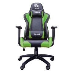 SILLA GECKO GAMING NEGRA/VERDE, BRAZOS FIJOS, BUTTERFLY, BASE NYLON, RUEDAS NYLON, GAS CLASE 4