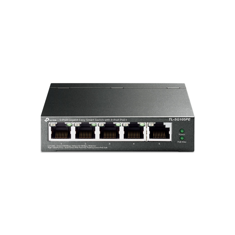 TL-SG105PE SWITCH NO ADMINISTRADO L2 GIGABIT ETHERNET (10/100/1000) NEGRO ENERGÍA SOBRE ETHERNET (PO