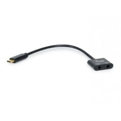 133469 CABLE DE AUDIO 0,15 M USB C 2 X 3,5MM NEGRO