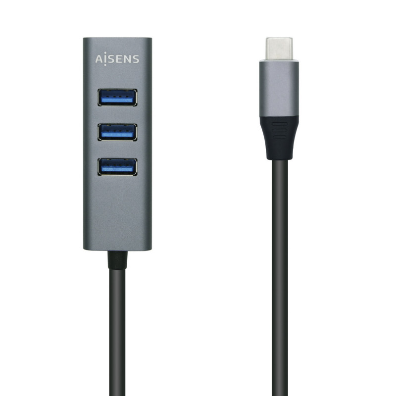 HUB USB 3.1 USB-C, USB-C/M - 4X TIPO A/H, GRIS, 10 CM