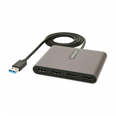 ADAPTADOR USB 3.0 A 4 PUERTOS HDMI - TARJETA GRÁFICA Y DE VÍDEO EXTERNA - DONGLE LLAVE USB-A A 4X HDMI - 1080P A 60HZ - 