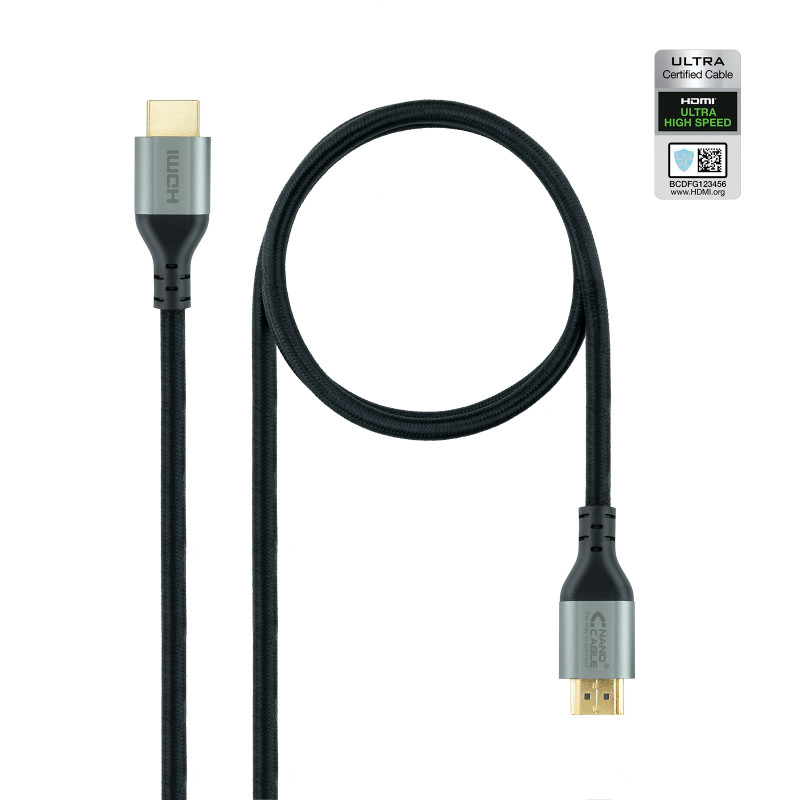 CABLE HDMI 2.1 CERTIFICADO ULTRA HIGH SPEED A/M-A/M, NEGRO, 2 M