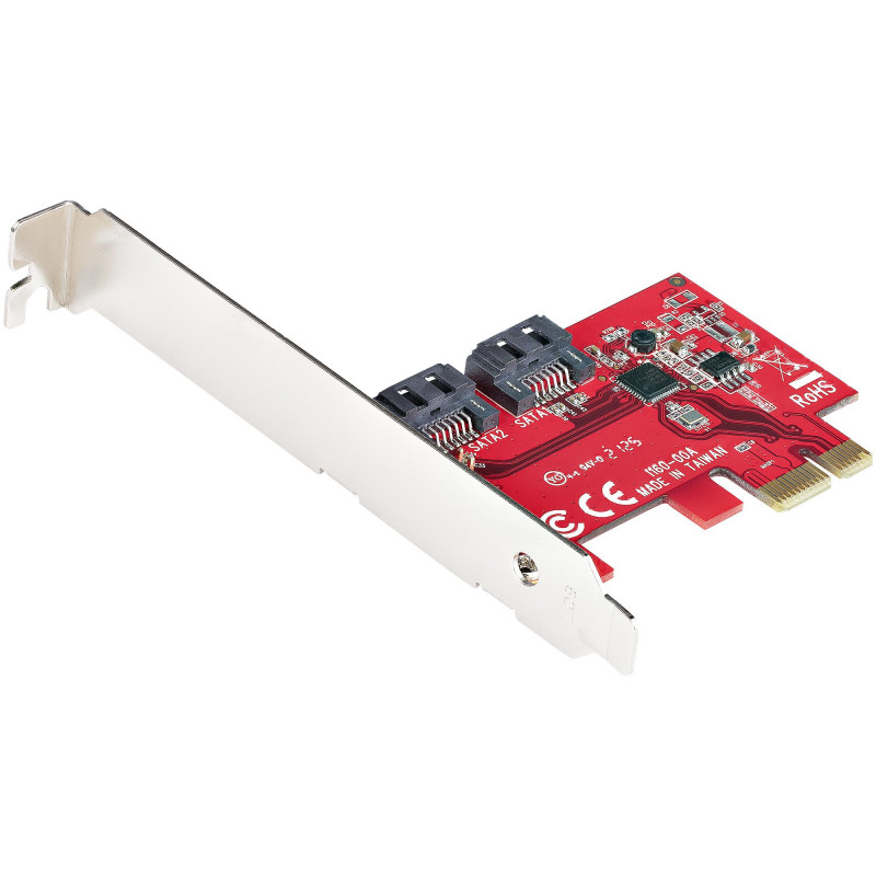 TARJETA PCIE SATA - TARJETA PCI EXPRESS CONTROLADORA DE 2 PUERTOS SATA DE 6GBPS - DE PERFIL COMPLETO