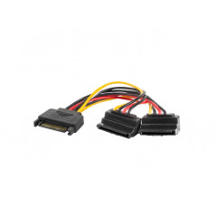 CA-SASA-10CU-0015 CABLE DE SATA 0,15 M SATA DE 15 PINES 2 X SATA DE 15 PINES NEGRO, ROJO, AMARILLO