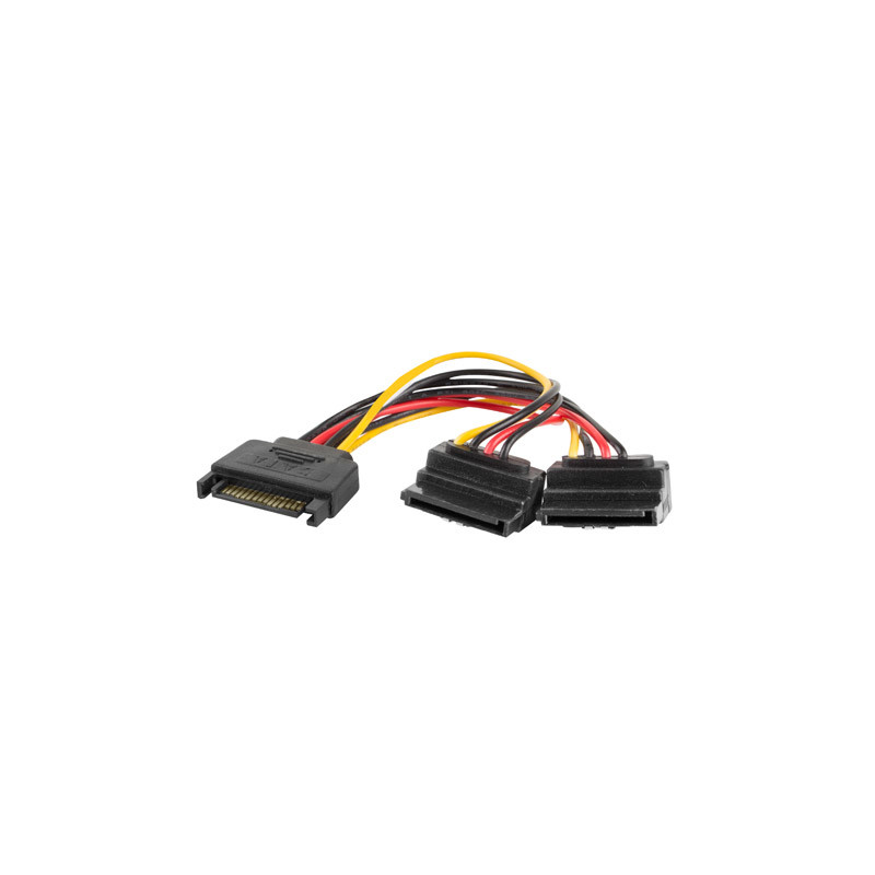 CA-SASA-10CU-0015 CABLE DE SATA 0,15 M SATA DE 15 PINES 2 X SATA DE 15 PINES NEGRO, ROJO, AMARILLO