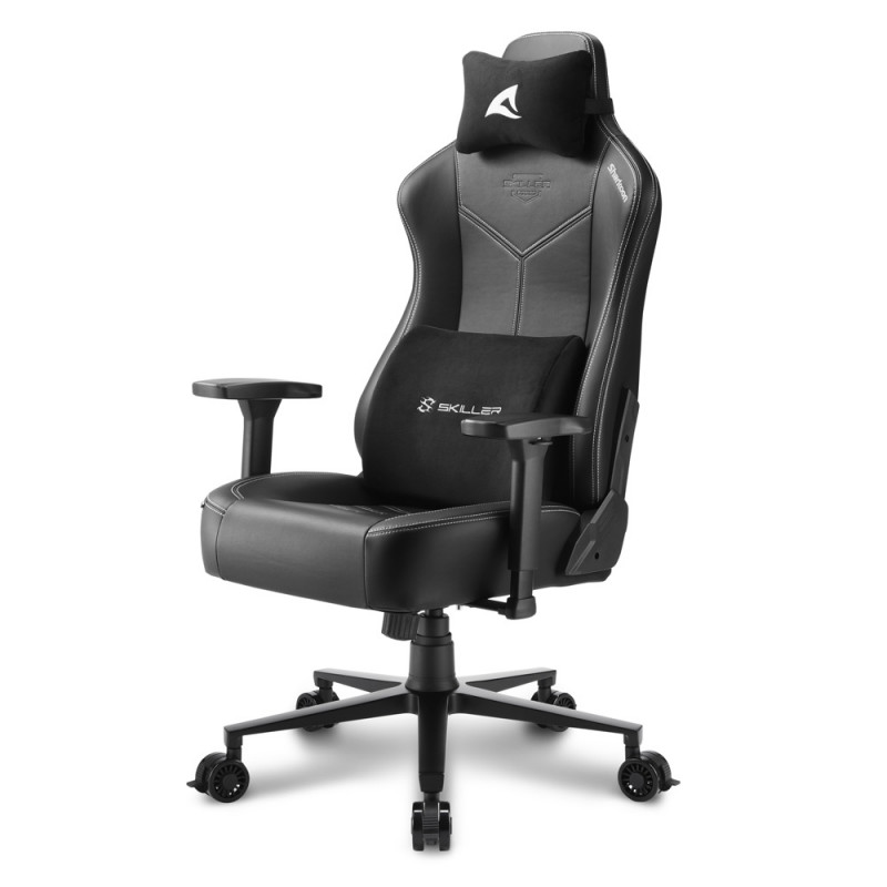 SGS30 SILLA PARA VIDEOJUEGOS UNIVERSAL ASIENTO ACOLCHADO TAPIZADO NEGRO, BLANCO