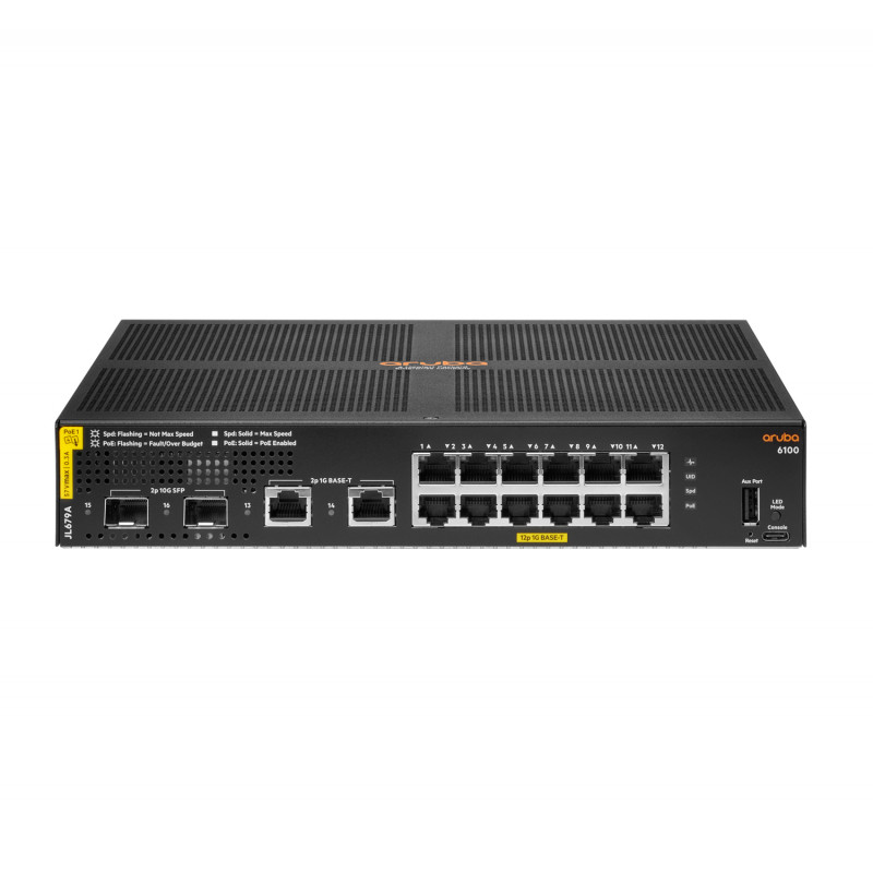 ARUBA 6100 12G CLASS4 POE 2G/2SFP+ 139W GESTIONADO L3 GIGABIT ETHERNET (10/100/1000) ENERGÍA SOBRE E