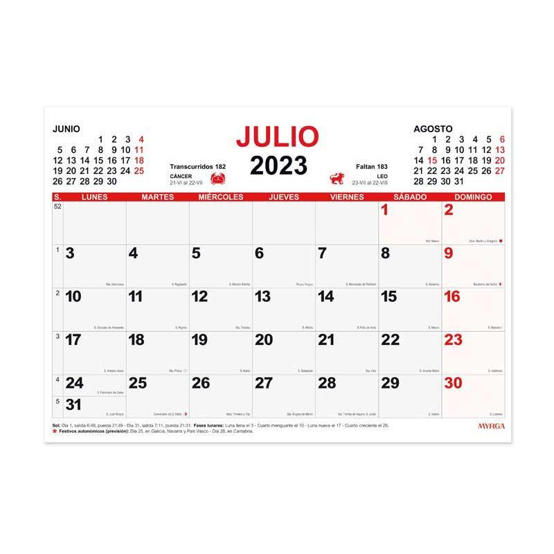 CALENDARIO MURAL 2023 MYRGA "PLANNING" 43x31cm CASTELLANO