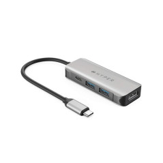 HD41-GL HUB DE INTERFAZ USB 2.0 TYPE-C NEGRO, GRIS