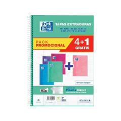 PACK 4+1 CUADERNOS OXFORD "CLASSIC: WRITE&ERASE" Fº 80h COLORES TENDENCIA