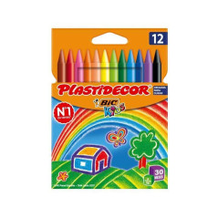 BIC Kids Plastidecor Triangle Ceras para Colorear – Colores Surtidos,  Blíster de 12 Unidades