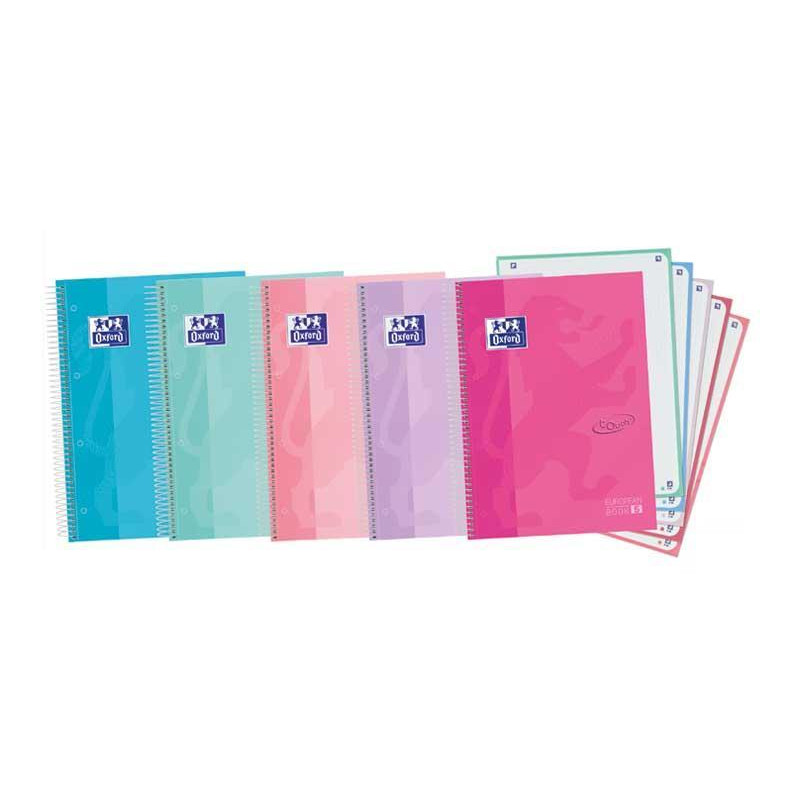 CUADERNO OXFORD "EUROPEANBOOK 5 TOUCH" A4+ 120h COLORES PASTEL HORIZONTAL