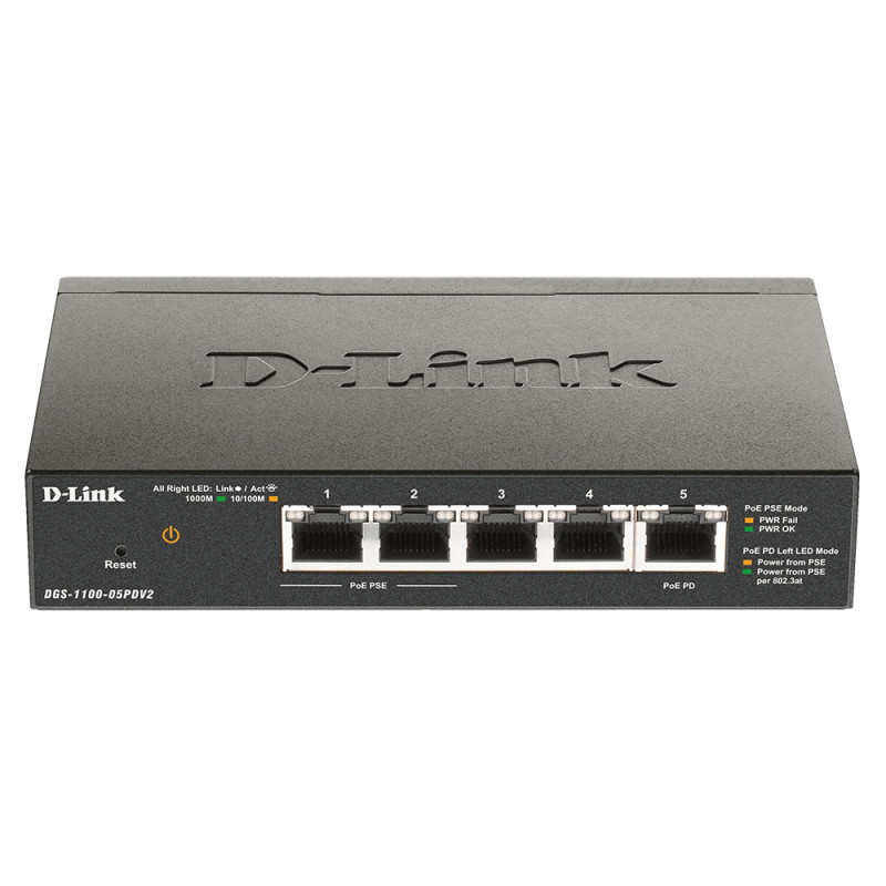 DGS-1100-05PDV2 SWITCH GESTIONADO GIGABIT ETHERNET (10/100/1000) ENERGÍA SOBRE ETHERNET (POE) NEGRO