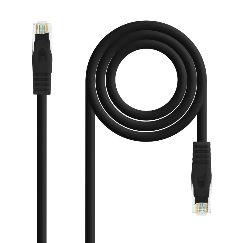 CABLE RED LATIGUILLO RJ45 LSZH CAT.6A UTP AWG24, NEGRO, 25 CM