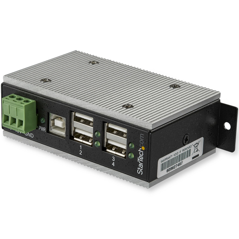 CONCENTRADOR USB 2.0 DE 4 PUERTOS - HUB INDUSTRIAL DE METAL(4XUSB-A) CON ESD Y PROTECCIÓN CONTRA PIC