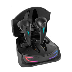 MHI-ULTRA NEGRO AURICULARES INALÁMBRICOS TWS RGB FLOW BLUETOOTH 5.3 TRIPLE CANCELACIÓN RUIDO 24H BAT