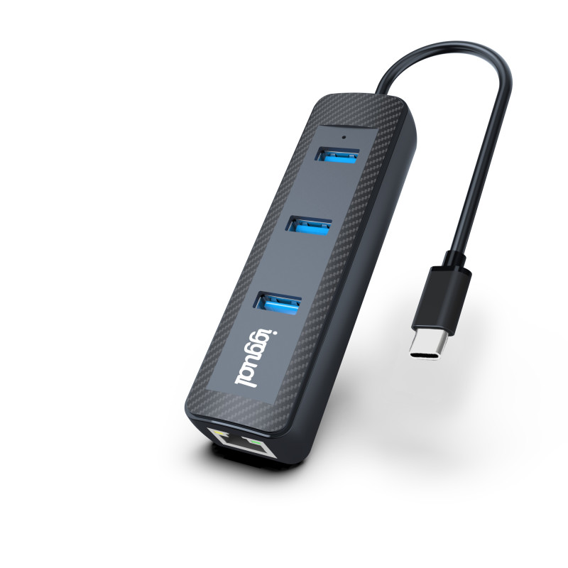 HUB TIPO C X 3 PUERTOS USB 3.1+RJ45 CARBON