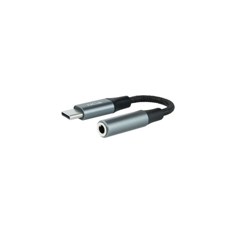 CABLE ADAPTADOR AUDIO USB-C/M A JACK 3.5/H, 11 CM, NEGRO/GRIS