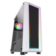 MC-ART BLANCO CAJA PC GAMING ATX DOBLE CRISTAL TEMPLADO DIBUJABLE ARGB 12 MODOS VENTILADOR 12CM