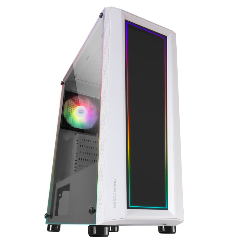 MC-ART BLANCO CAJA PC GAMING ATX DOBLE CRISTAL TEMPLADO DIBUJABLE ARGB 12 MODOS VENTILADOR 12CM