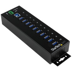 HUB INDUSTRIAL DE 10 PUERTOS USB 3.0 CON PROTECCIÓN ANTIESTÁTICA ESD Y PROTECCIÓN DE PICOS DE 350W