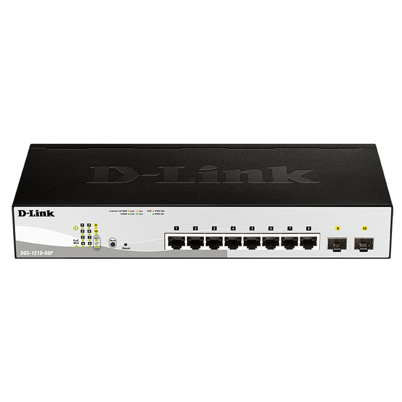 DGS-1210-08P SWITCH L2 GIGABIT ETHERNET (10/100/1000) ENERGÍA SOBRE ETHERNET (POE) NEGRO