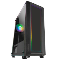 MC-ART NEGRO CAJA PC GAMING ATX DOBLE CRISTAL TEMPLADO DIBUJABLE ARGB 12 MODOS VENTILADOR 12CM