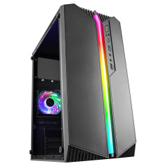 MC-S1 NEGRO CAJA PC COMPACTA GAMING MICRO-ATX ILUMINACIÓN ARGB 12 MODOS VENTILADOR FRGB VENTANA LATERAL COMPLETA