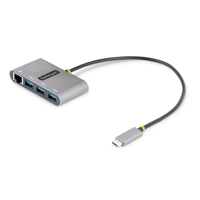 HUB ADAPTADOR USB-C CON ETHERNET DE 3 PUERTOS USB-A - RED ETHERNET GIGABIT RJ45 - USB 3.0 5GB - ALIM