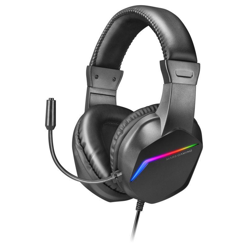 MH122 NEGRO, CASCOS GAMING FRGB OVER EAR CON MICRÓFONO, SONIDO HIFI, CANCELACIÓN DE SONIDO, ULTRALIG