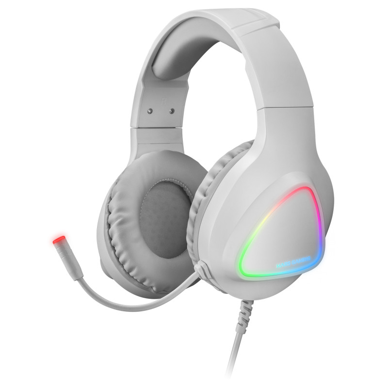 MH222 BLANCO, CASCOS GAMING RGB OVER EAR CON MICRÓFONO, SONIDO HIFI, CANCELACIÓN DE SONIDO, ULTRALIG