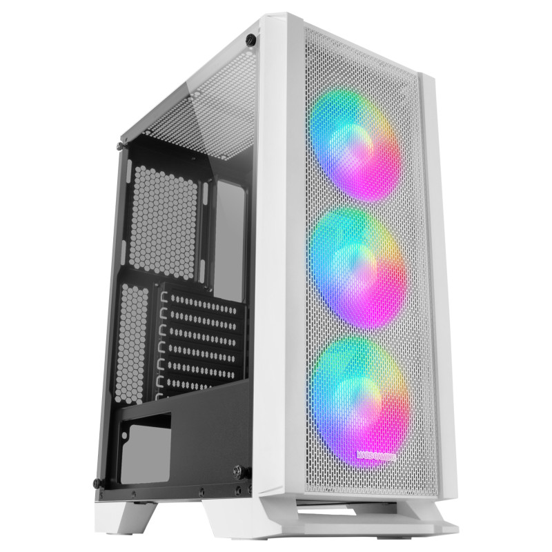 MC-C BLANCO CAJA PC ATX PANEL FRONTAL METAL-MESH CRISTAL TEMPLADO 3 VENTILADORES FRONTALES FRGB 120M