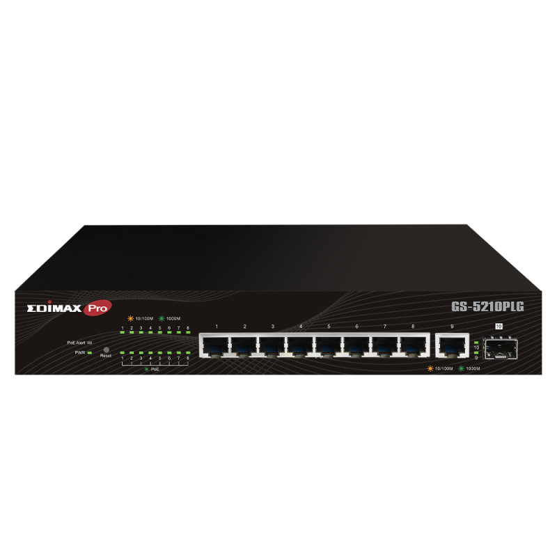 SWITCH GS-5210PLG GESTIONADO GIGABIT ETHERNET (10/100/1000) ENERGÍA SOBRE ETHERNET (POE) NEGRO