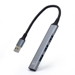 EW1144 HUB DE INTERFAZ USB 3.2 GEN 1 (3.1 GEN 1) TYPE-A 5000 MBIT/S GRIS, PLATA